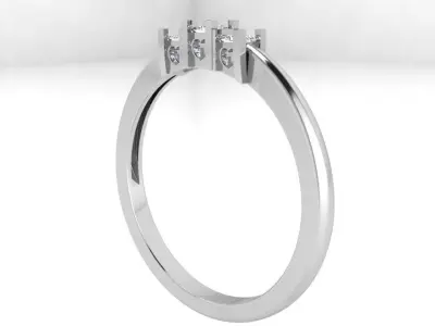 3 Stone Princess Band 3569 3D print model