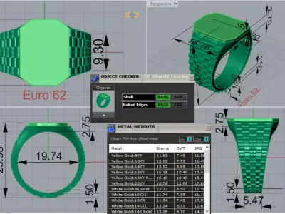 Men Two-Tone Gold Rolex stl 3dm Ring Model mr0262 3D print model