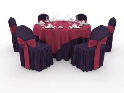 Banquet Table and Chair 48 3D model