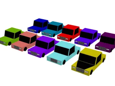 Group of game ready car models Low-poly 3D model