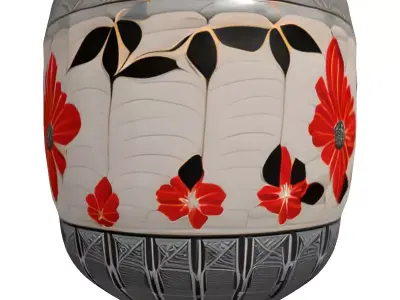 Ornate Floral Design Decorative Pot Low-poly 3D model