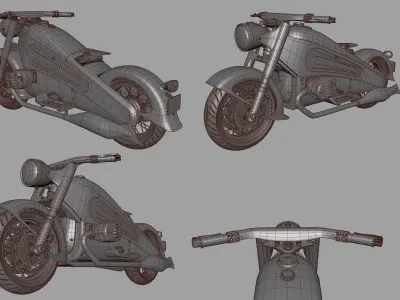 Nostalgia motorcycle Low-poly 3D model