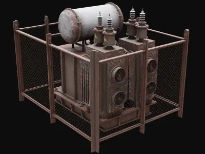 Old Rusty Transformer Low-poly 3D model