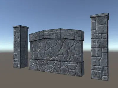 Stone Fence 2 Low-poly 3D model