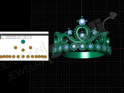 Luxury Crown ring with stones 3d print model 3D print model