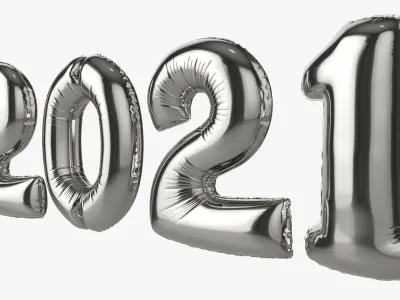 Foil balloon 2021 year numbers 3D model
