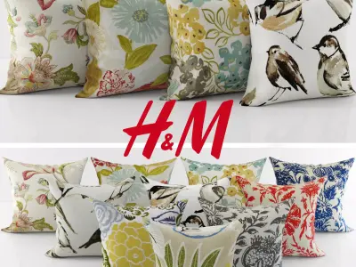 Collection of decorative pillows  - 6 3D model