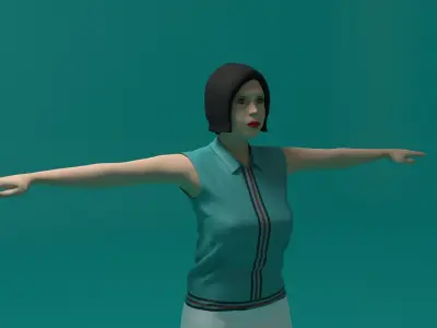 Tennis Player Woman Low-poly 3D model