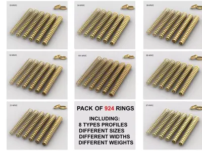 simple ring all sizes and width collection 38-MWCG 3D Model Pack