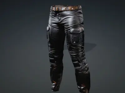 Black Leather Pants PBR 4k  Low-poly 3D model