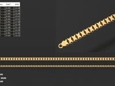 Ultra light shiny gold bracelets 10pcs 3D print model
