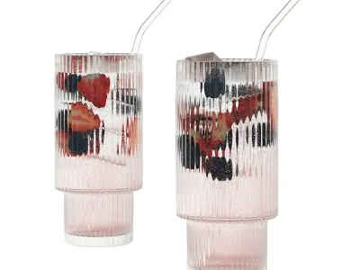 Refreshing lemonade with berries 3D model