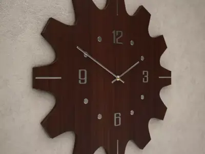 Dark Wood Wall Clock 05 3D model