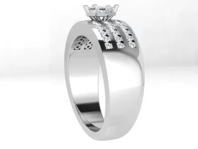 Princess Diamond Channel Setting Ring 4100 3D print model