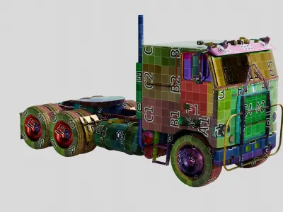 Low Poly Flatbed Box Truck with 4K Textures Low-poly 3D model