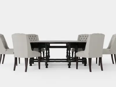 Balmoral black with Venice chair sand Dining Set Low-poly 3D model