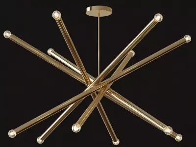 Vortice modern brass starburst chandelier 3D model