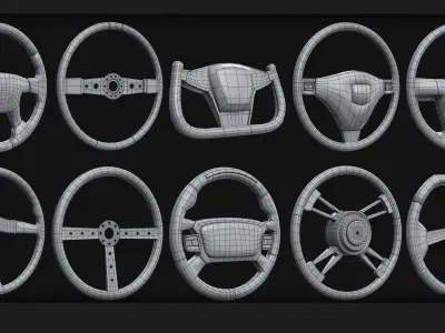 20 Steering Wheels - Base Mesh Low-poly 3D model