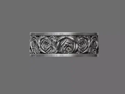 Rose flowers wedding band ring - 3D print model 3D print model