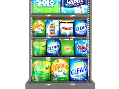 cleaning product market stand 02  Low-poly 3D model