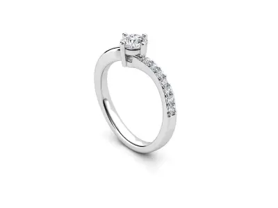 ZDR096 diamond engagement ring gold 3D print model