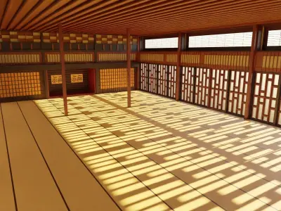 Kung-Fu Hall Low-poly 3D model