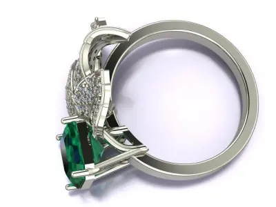 Emerald ring with leaves  3D print model