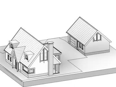 high quality two story house Low-poly 3D model