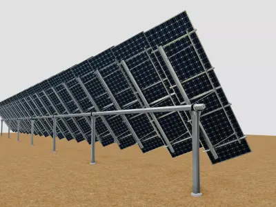 Dual Axis Solar Tracker Table 2x10x2-0-55 and 25 Degree Low-poly 3D model