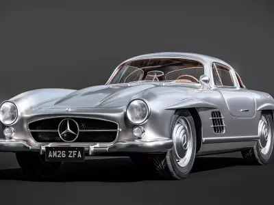 Mercedes SL300 Gullwing - Chrome - Classic Icon 3D model