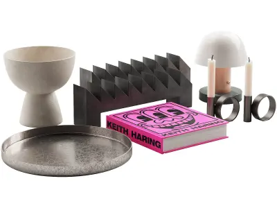 052 Living decor set PINK AND PILLAR 00 3D model