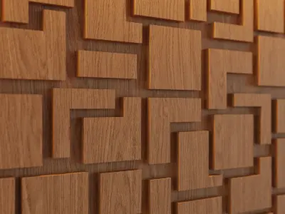 Decorative Wooden Wall Model 17 Low-poly 3D model