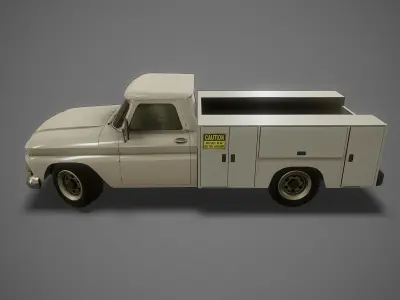 Game ready service truck Low-poly 3D model