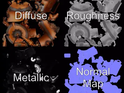 Steampunk Boiler Tank model pack with detailed gauges Low-poly 3D model