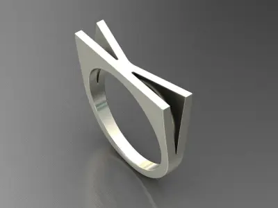 alphabet ring letter K 3D print model