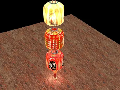 Chinese red lantern  3D model 10