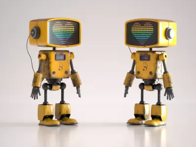 Retro Robot  Game-Ready 3D Model Low-poly 3D model