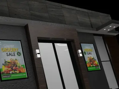 Tiny Modern store Free low-poly 3D model