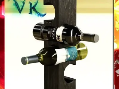 Wine Rack 6 and 2 Wine Bottles 3D model