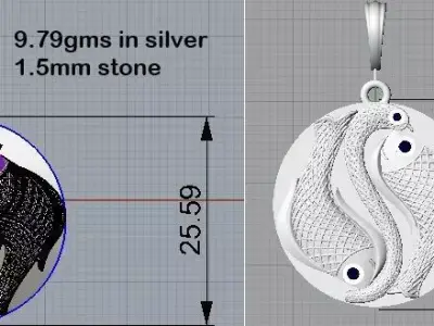 Fish Pendant 3D Model STL  3DM  Editable for Jewelry Printing Free 3D print model