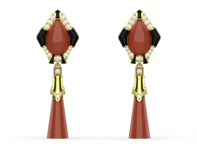 Luxury Coral and Diamond stl 3dm Earrings je0128 3D print model