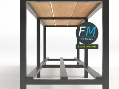 Locker room bench 2 3D model