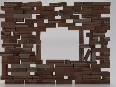 Brick Window Wall  Low-poly 3D model