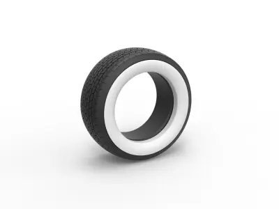 Whitewall Tire of Dirt Modified stock car Scale 1 to 25 3D print model