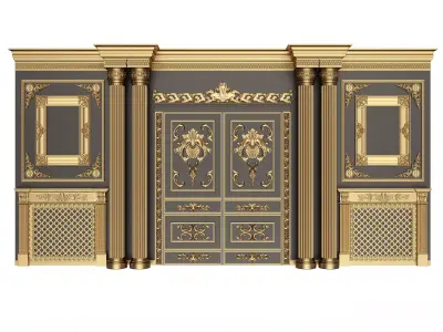 Boiserie Classic Wall with Mouldings 012 Black Low-poly 3D model