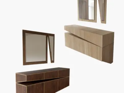 wooden modern consule Free 3D model