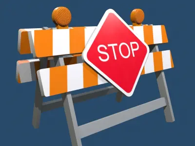 Traffic Alert Road Block Sign  Free low-poly 3D model