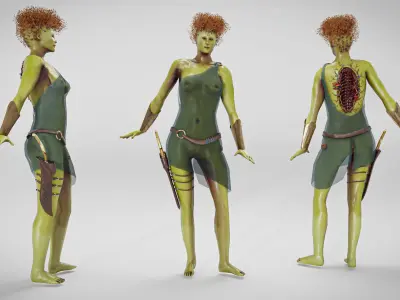 Scandinavian Creature Huldra Low-poly 3D model