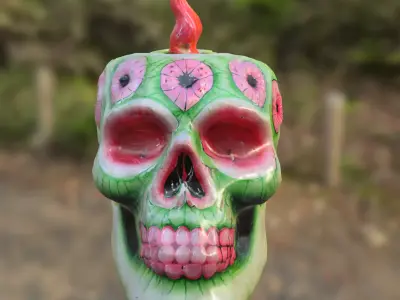 Cursed Melon Skull Candle 3D model