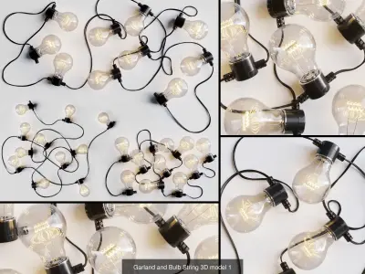 Garland and Bulb String  Collection 3D Model Pack